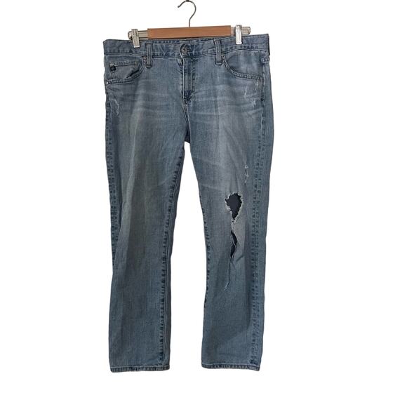 AG Anthropologie The Nolan Women's 32 Regular Ankle Distressed Jeans Mid Rise - Picture 1 of 7